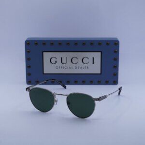 Gucci GG1875S 002 Round Sunglasses – Silver/Green